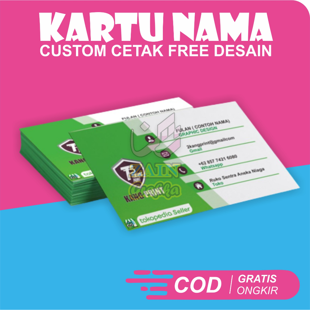 

Cetak Kartu Nama Custom Murah Free Design dan Box - Art Paper 260 Gram 1 Sisi tebal zain grafika