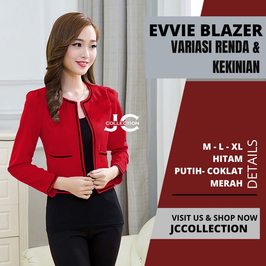 Blazer Kerja Wanita Korea Style Big Size Variasi Pita Efe size M - XL