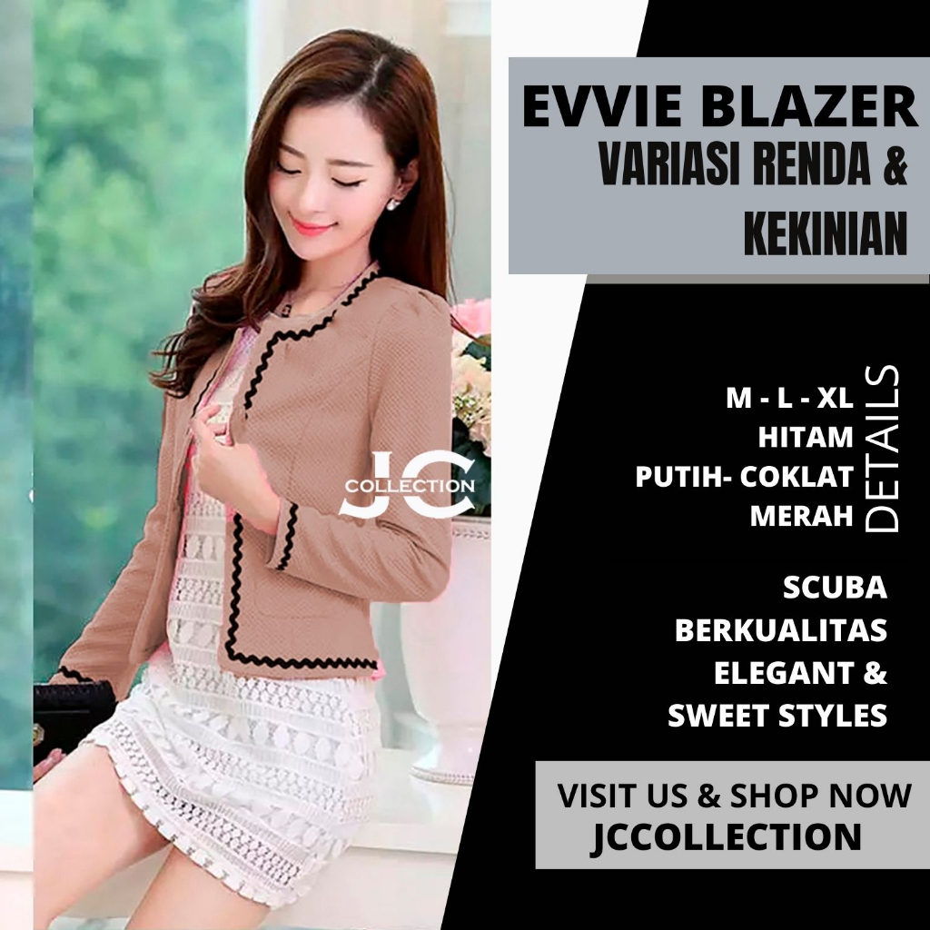 Blazer Kerja Wanita Korea Style Big Size Variasi Pita Efe size M - XL