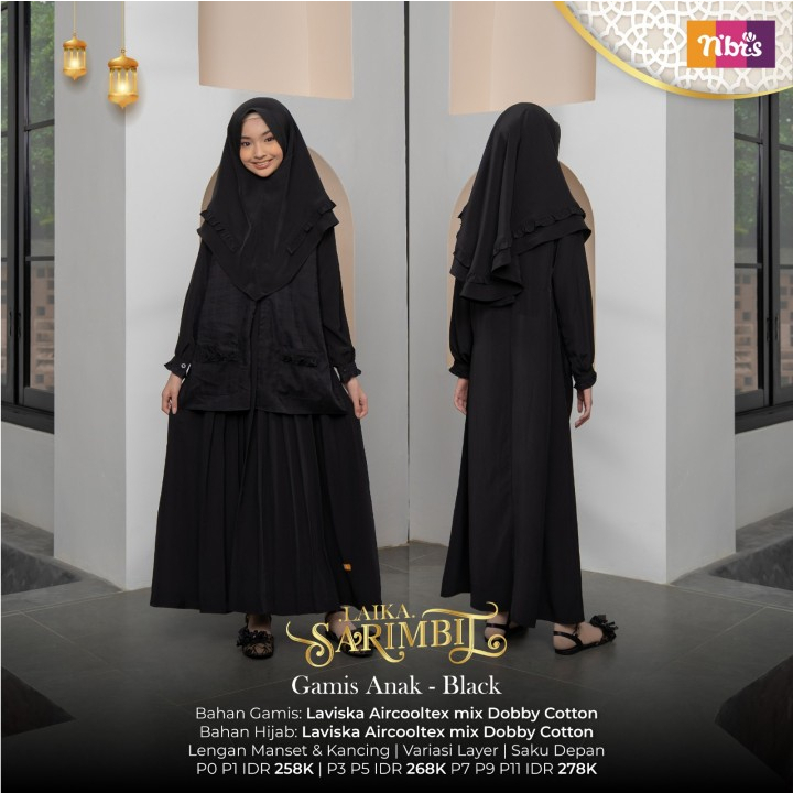 BISA COD - NIBRAS SARIMBIT LAIKA BLACK TERBARU FASHION MUSLIM COUPLE SARIMBIT NIBRAS