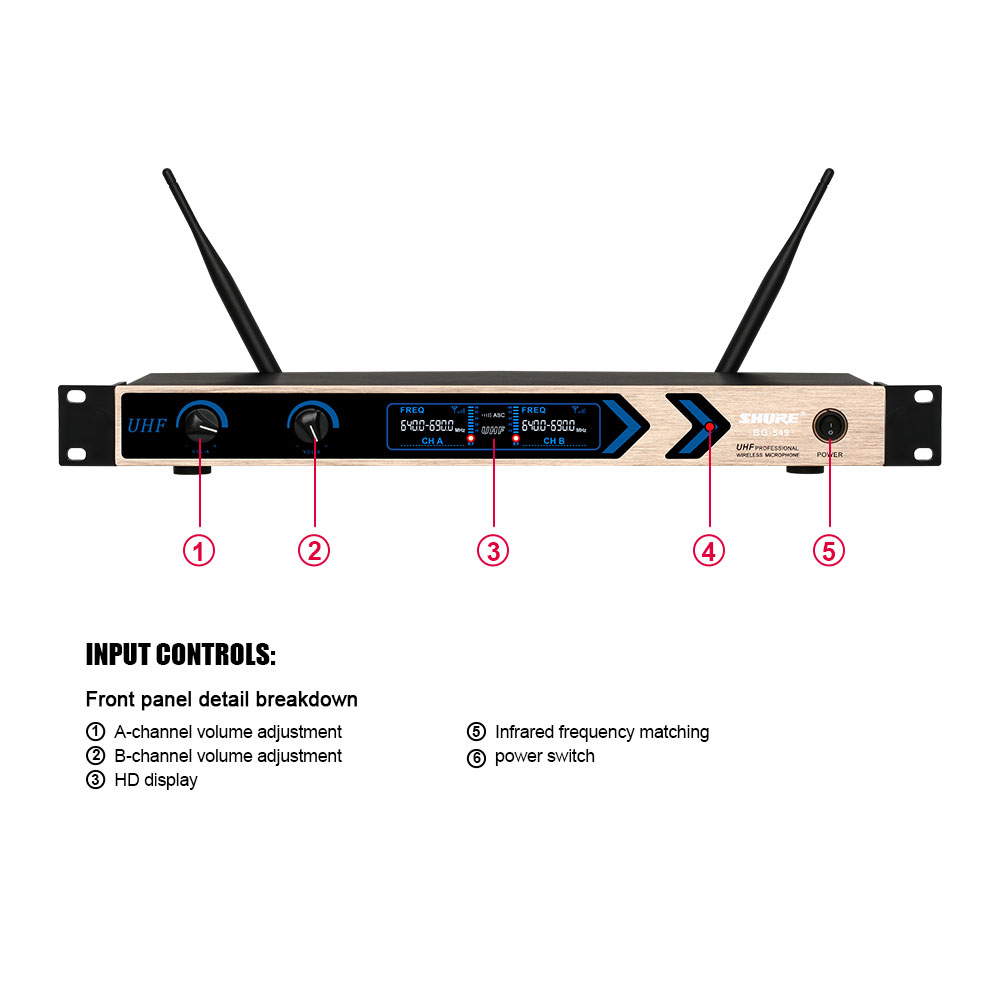 BG-549 Mikrofon Nirkabel Genggam Logam Satu Derek Dua Anti-Peluit UHF yang Dapat Disesuaikan Pertunjukan Panggung KTV Dukungan Langsung Dukungan Langsung Mikrofon Profesional Pengalihan A &amp; B