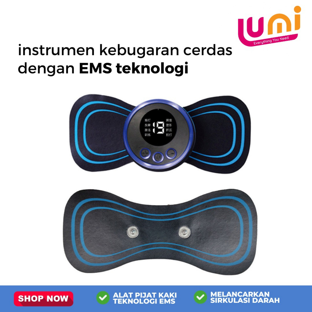 EMS Cervical Elektrik Pemijat Leher Alat Refleksi Pijat Otot Bahu Punggung Kepala Portable Gel Pad Patch Neck Massager Terapi