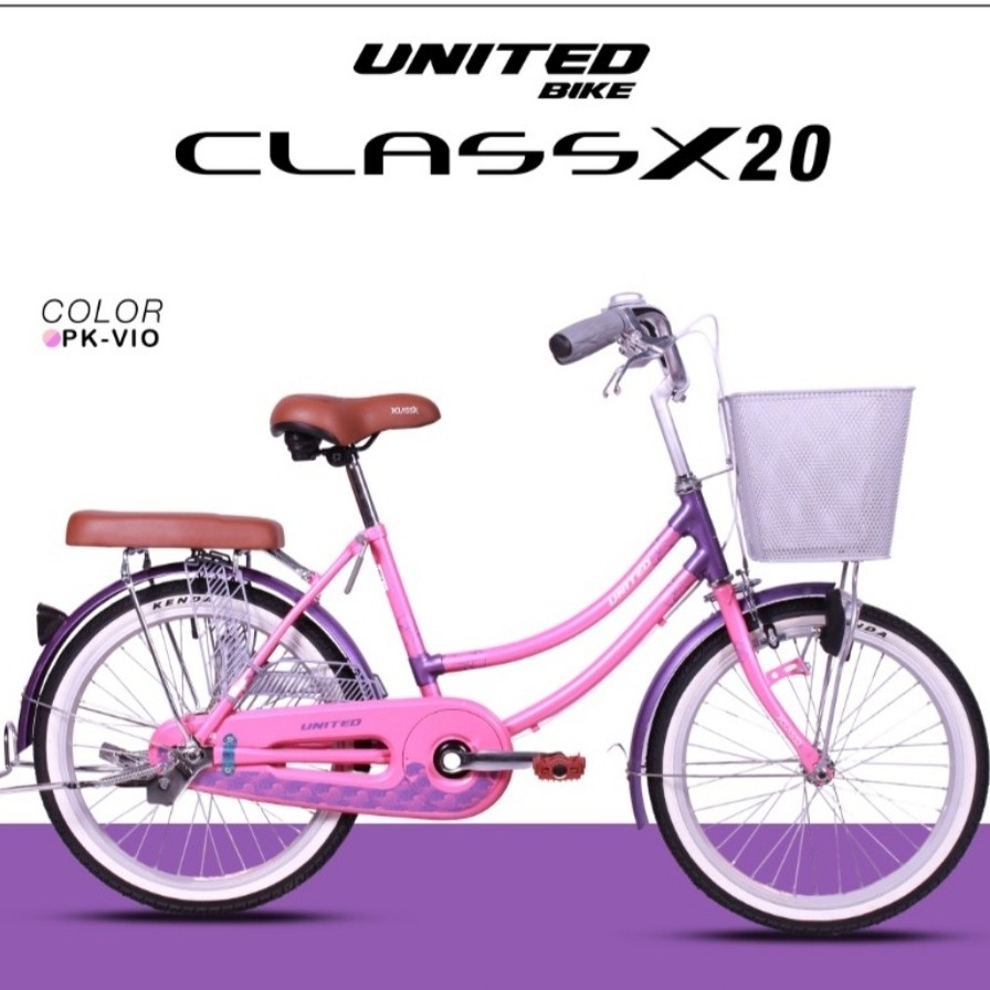 Sepeda mini 20 inch united cewek usia 7 tahun keatas sampai dewasa velg alloy ada lampu depan nyala 