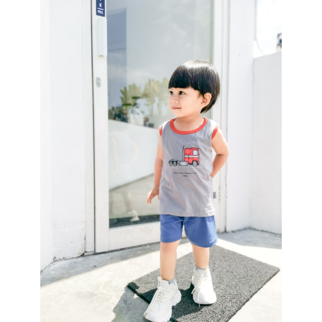 MD - Keola Setelan Sleeveless Shirt Cars Film Usia 1 – 6 Tahun / Setelan Kutung Anak Kasual Mobil dan Film Premium Kekinian terbaru