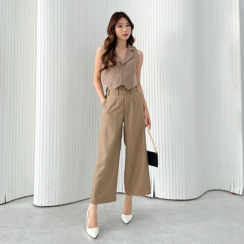 Beige Studio - Hope Pants | Bawahan Celana Panjang High Waist Kulot Semi Wool Wanita