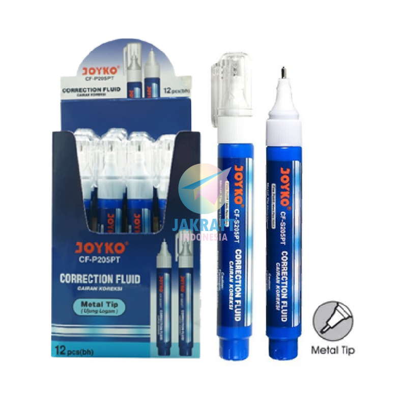 

(1 Pcs) Tipe-X Tipex Tip-Ex Cair Putih JOYKO CF-S205PT White Correction Fluid Ujung Tip Besi Anti Macet Quick Dry