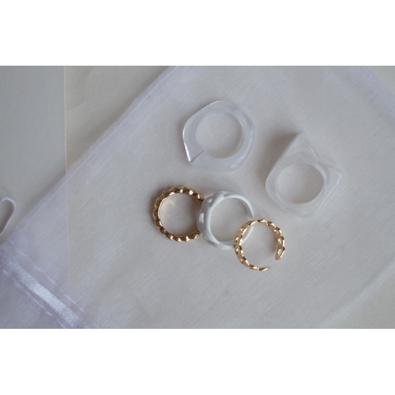 Ark.co - Colmar acetate rings set cincin tumpuk rantai akrilik