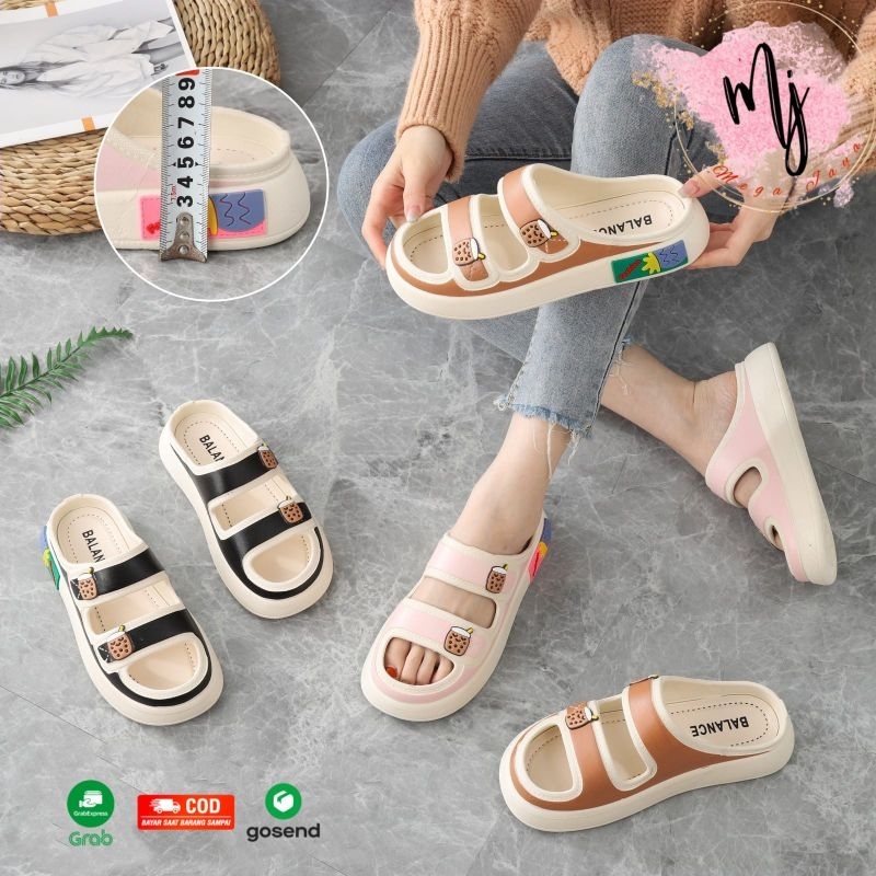 Sandal Wedges Wanita Selop Karet Jelly Import