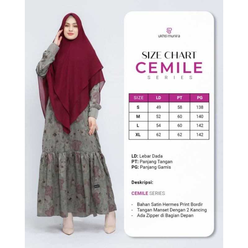 Cemile Gamis Terbaru By Ukhti Munira Gamis Motif Limited Bahan Satin H Print Bordir Dres Cantik Simp