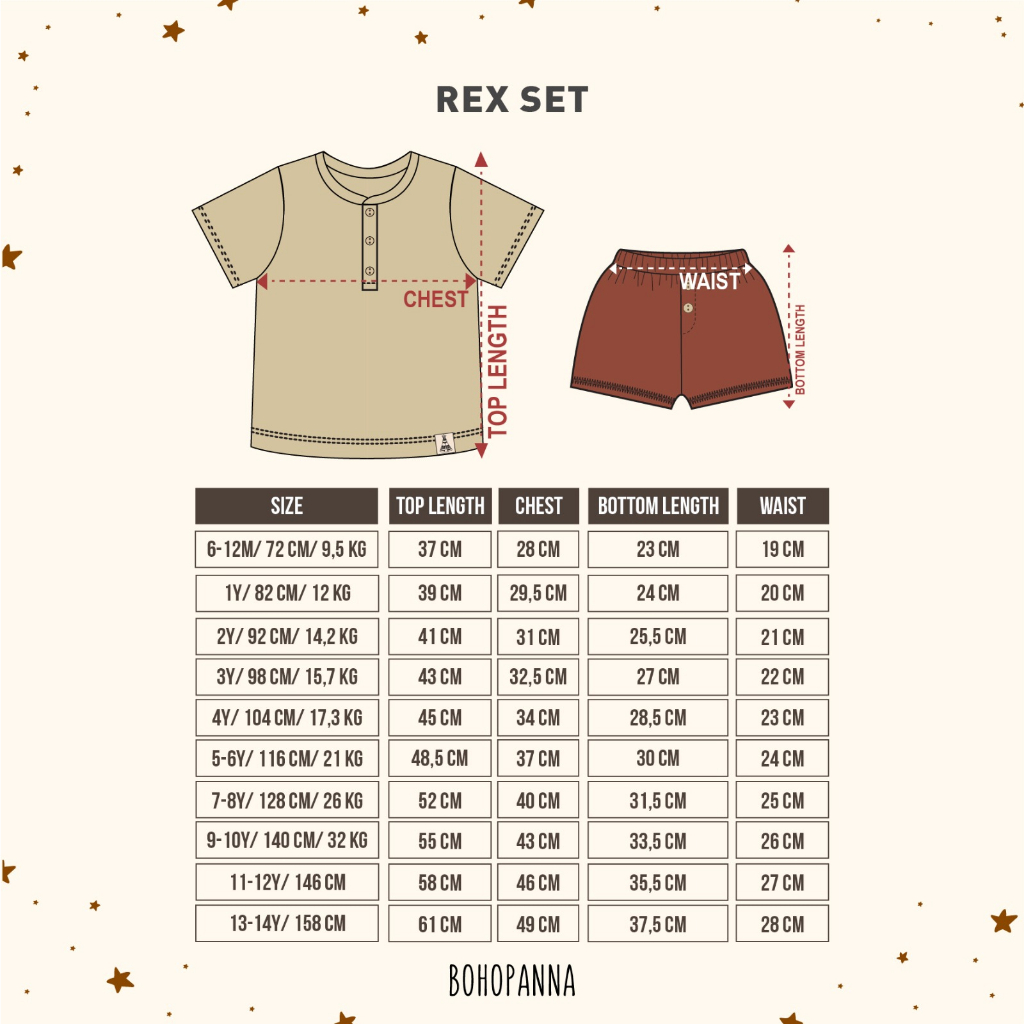 Bohopanna - Rex Set / Setelan anak Unisex Usia 6-12 Bulan - 4 Tahun Part 1