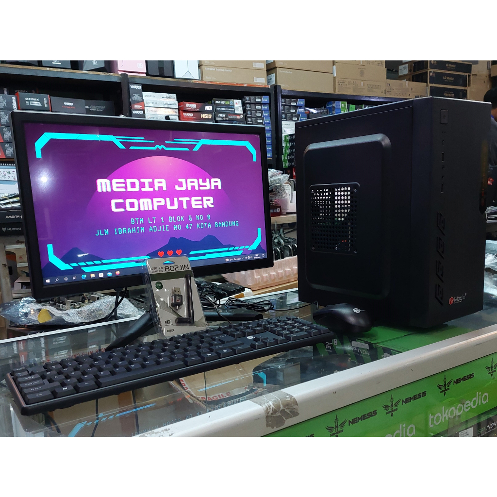 1 Set PC Gaming Fullset AMD A6 6400 Ram 8GB hdd ssd + Monitor Full set Komputer Siap Pakai Rakitan Paket Lengkap Desktop