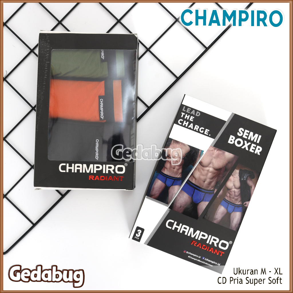 3 Pcs - CD Boxer Pria  Champiro 0303 / Celana Dalam Pria Berkualitas Supetsoft | Gedabug