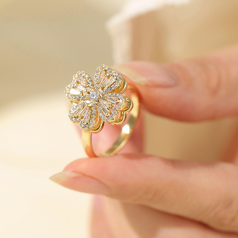AZ267 [COD✔] Cincin Model Terbuka Aksen Bunga Berputar Gaya Korea Untuk Wanita Anti Luntur