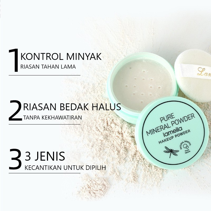 Lameila Bedak Tabur Loose Powder Setting Powder Pure Mineral Unicorn Penyerap Minyak Wajah Tahan Lama Tekstur Pori-pori Halus