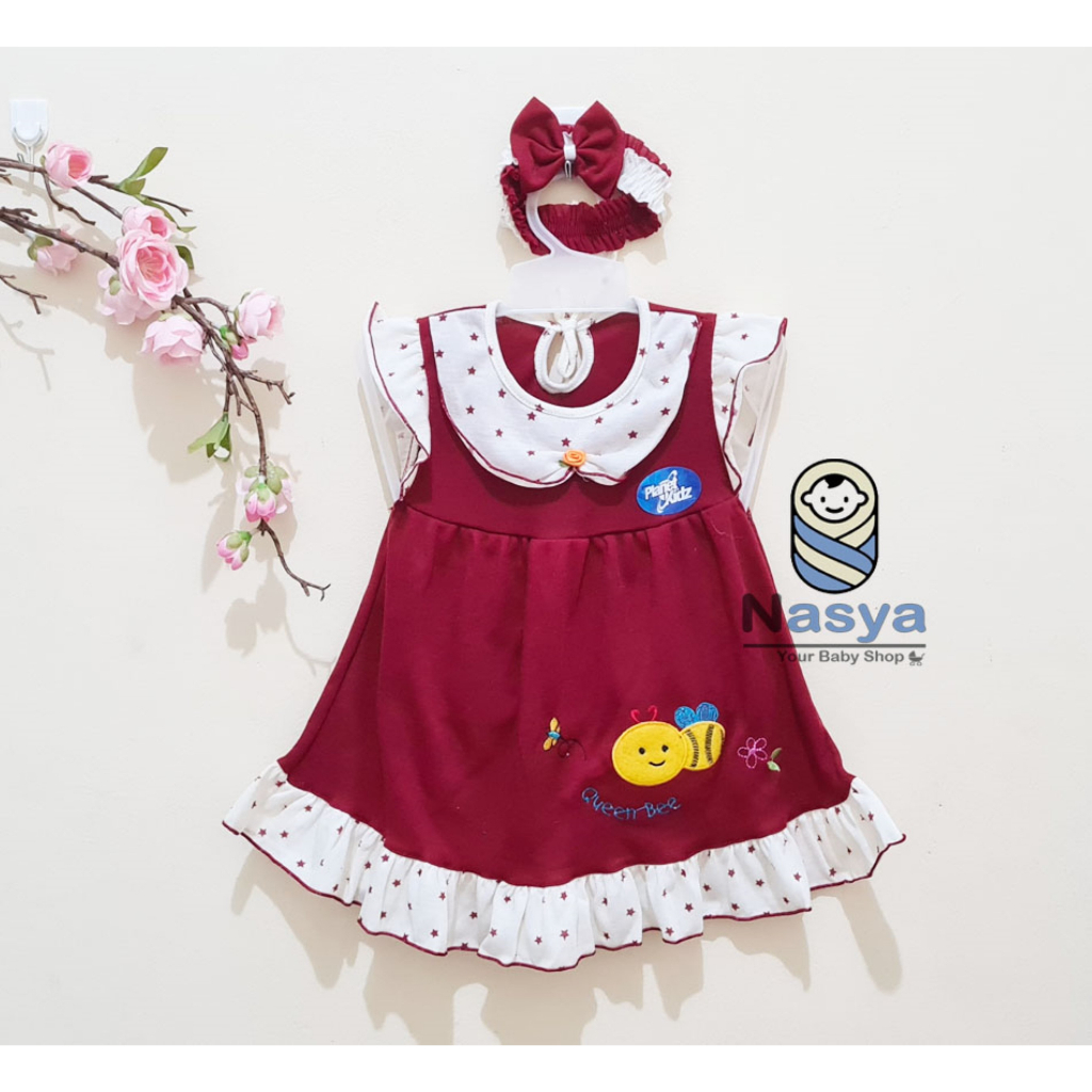 [P-043] Dress Bayi (0-6 bulan) / Setelan Bayi Perempuan Motif Girl + BANDANA