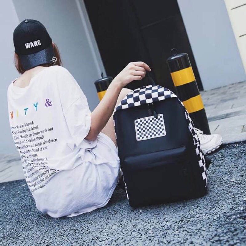 Tas Ransel Backpack Catur Kotak-Kotak Korea Kimmy