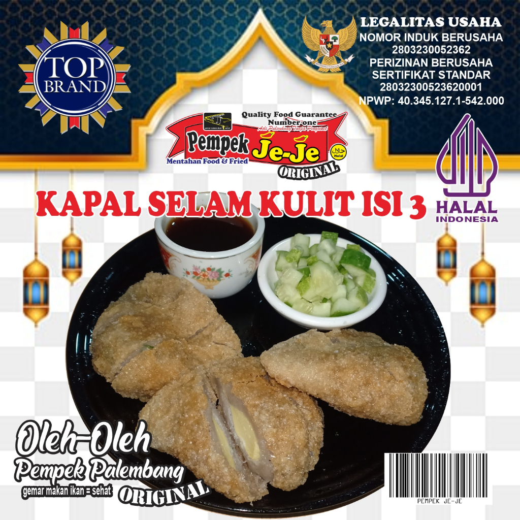 

PEMPEK KAPAL SELAM KULIT ISI 3, KUAH MANIS
