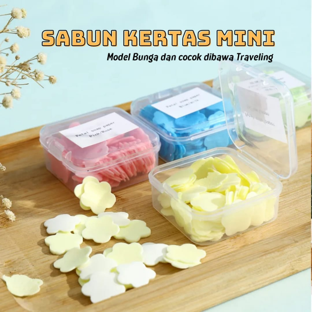 AZ SABUN CUCI TANGAN KERTAS MINI TRAVEL MOTIF BUNGA / SABUN KERTAS TRAVELING