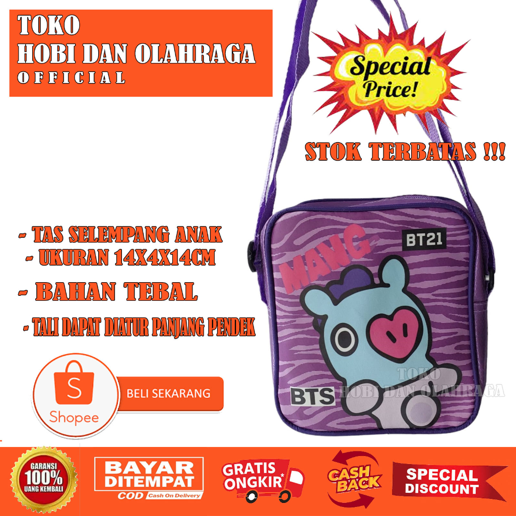 Tas Selempang Bahu Dompet Koin Anak Ukuran Kecil Tema Animal Sapi Mang