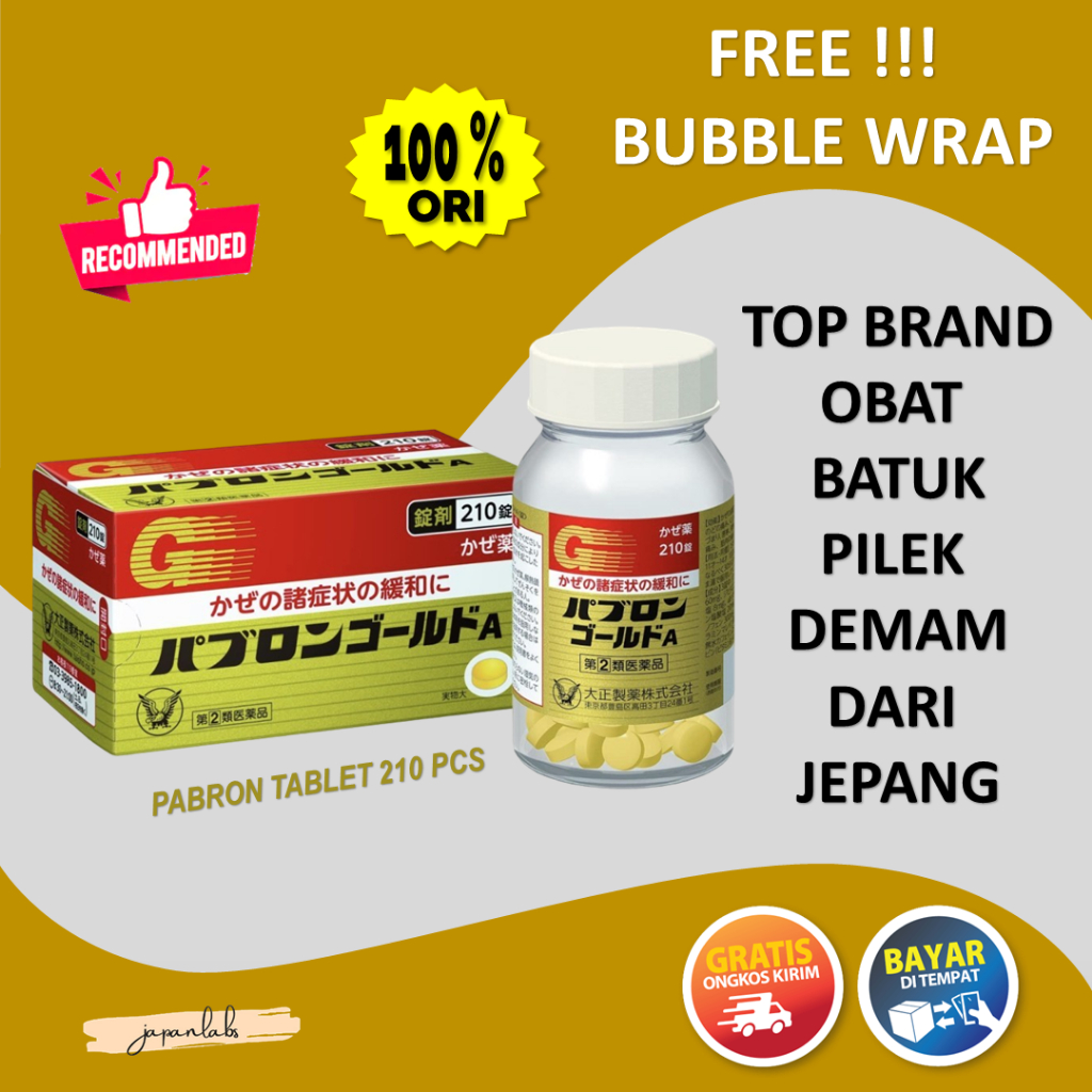 ORIGINAL PABRON GOLD 210 TABLET OBAT BATUK JEPANG FLU PILEK DEMAM SUPLEMEN KESEHATAN