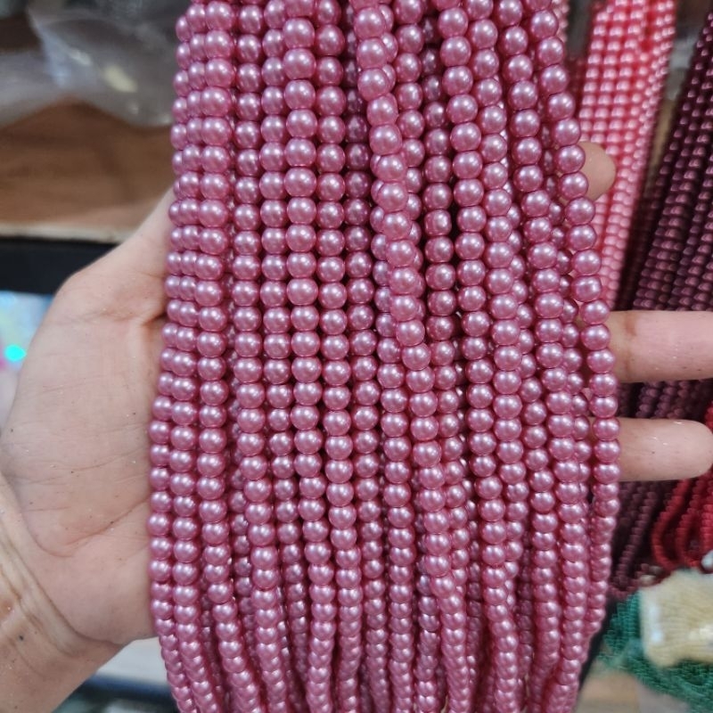 MUTIARA BERAT 4.mm seri MERAH MUTIARA SINTETIS BERAT mutiara jahit per KALUNG