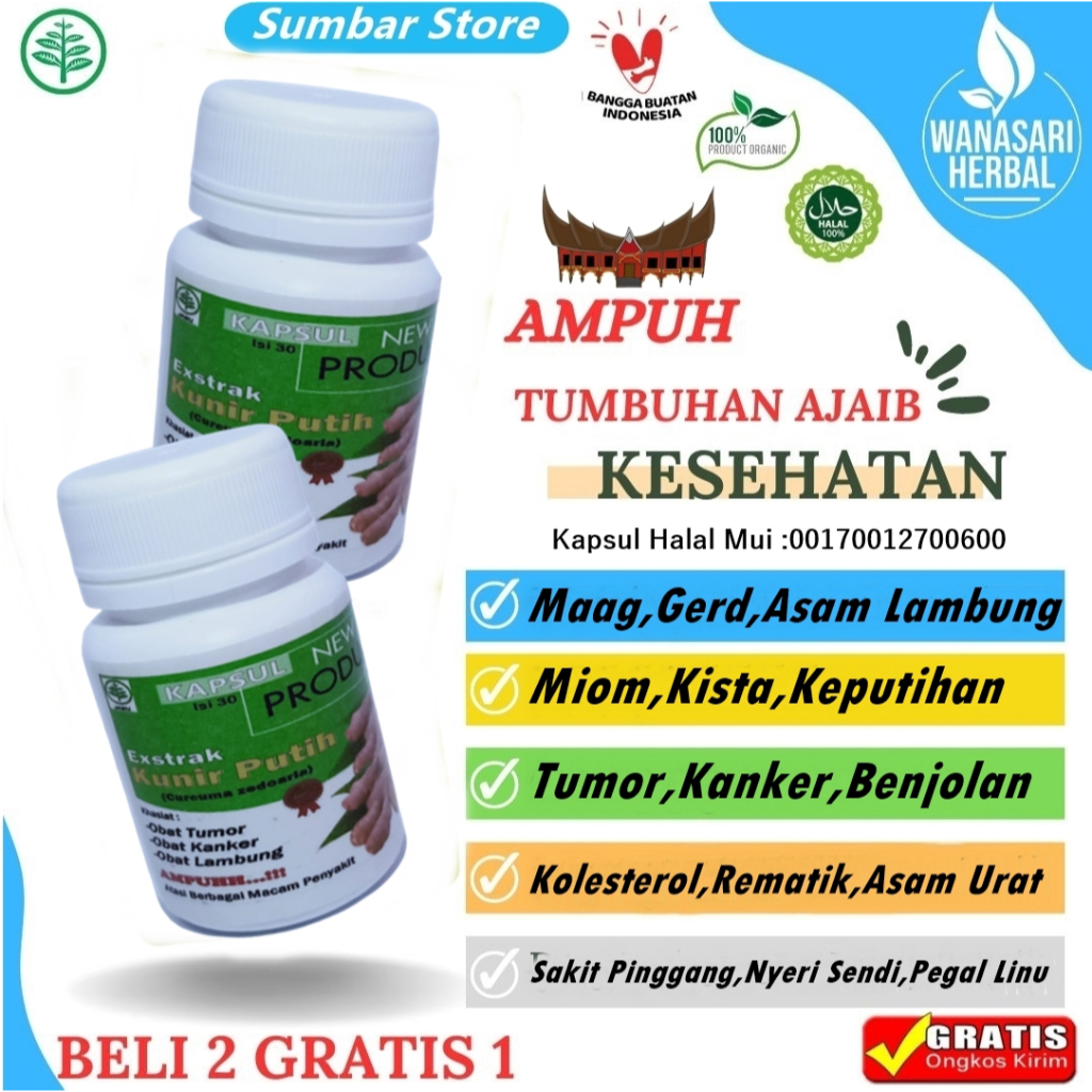 

OBAT KUNYIT PUTIH PREMIUM HERBAL KUNIR PUTIH TEMULAWAK KESEHATAN SUPLEMEN ASAM URAT KANKER MAAG KUAT