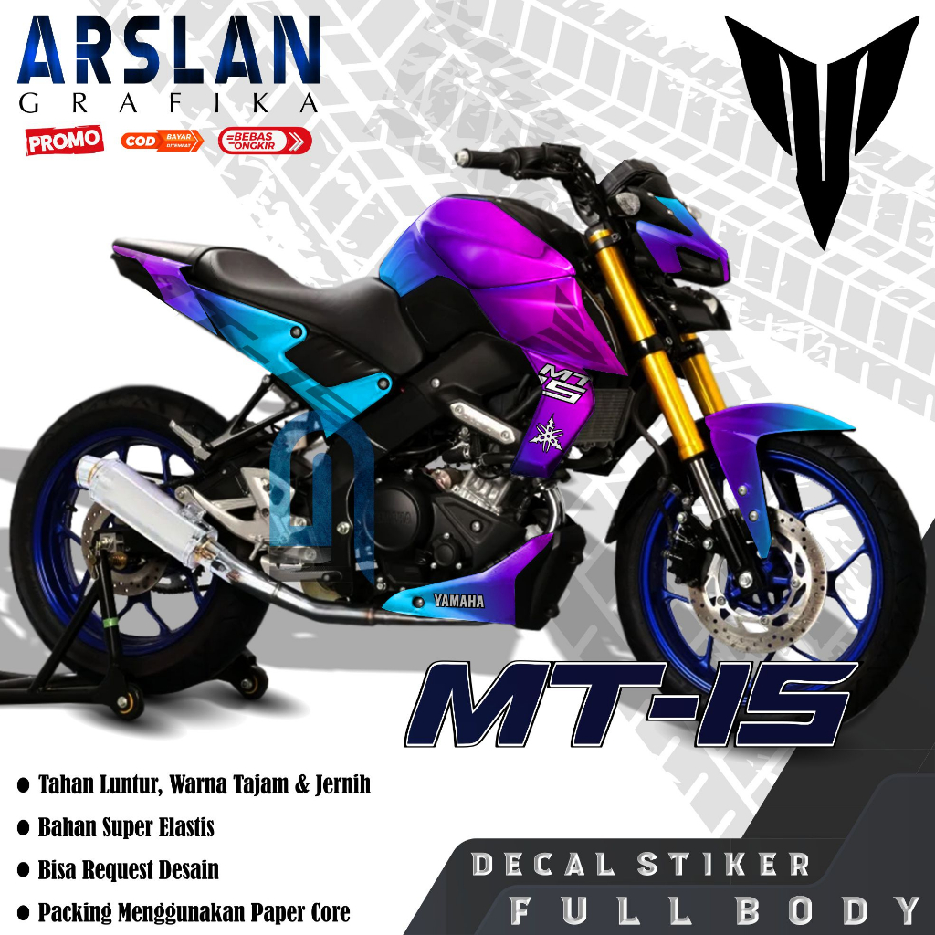 Decal Yamaha MT 15 Gagah - Stiker Motor MT 15 Keren - Set Stiker Variasi Simpel Motif BUNGLON