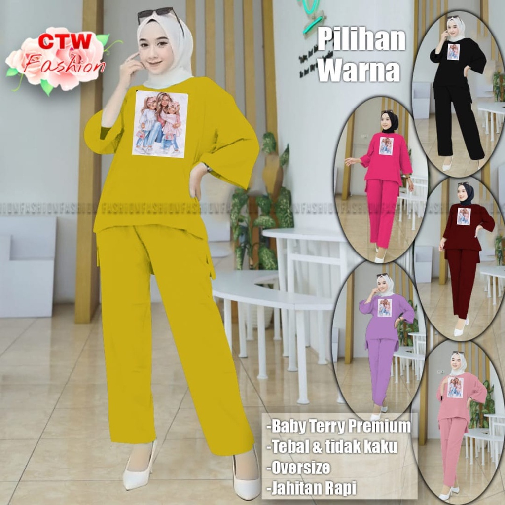 ONE SET WANITA KEKINIAN SETELAN BAJU DEWASA VIRAL BAJU SANTAI