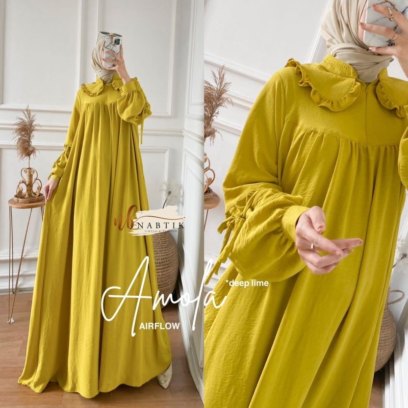 AMOLA DRESS GAMIS WANITA BUSUI BAHAN AIRFLOW PREMIUM original produk by NABTIK