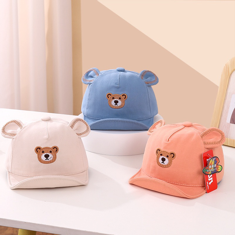 9-24 bulan Topi Import Anak Balita Model Bear Stitches