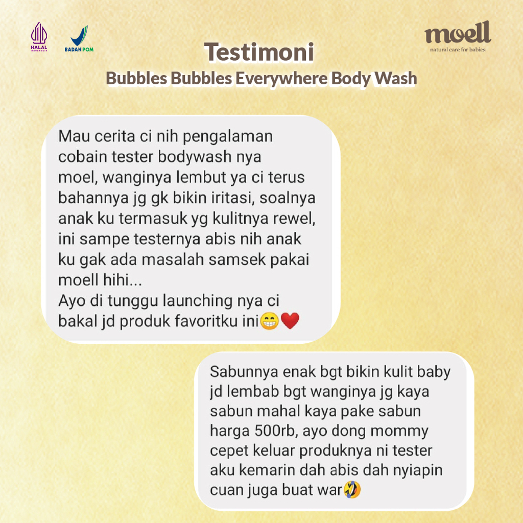 Moell Bubbles Bubbles Everywhere Body Wash 185gr/ Sabun bayi / Sabun natural organik / SLS free/ Safe for sensitive skin semarang