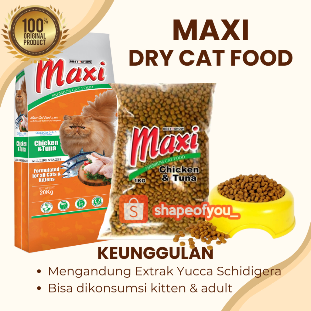 Maxi Cat Dry Food Makanan Kering Kucing Repack Maxy Kitten Adult