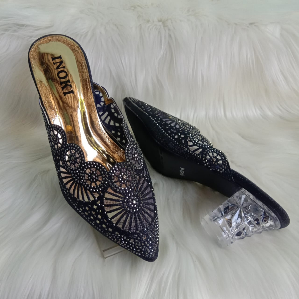 SANDAL PESTA HEEL SELOP KEBAYA WEDDING IMPORT  66-4 HAK KACA 5 CM SENDAL HEELS  SESERAHAN DAN KONDANGAN NEW