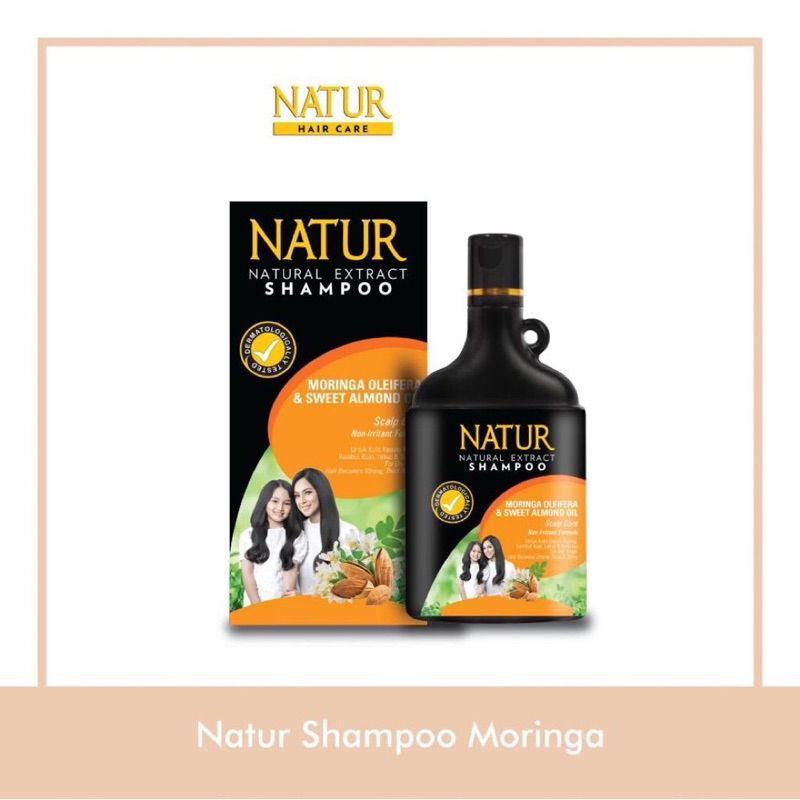 NATUR Hair Shampoo Moringa 270ML / Sampo Perawatan Rambut Rusak &amp; Bercabang