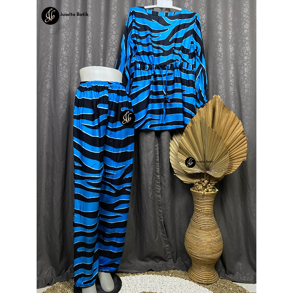 Juwita Batik - Setelan Wanita Kekinian Motif Zebra Celana Panjang Lengan Panjang Bahan Katun Rayon