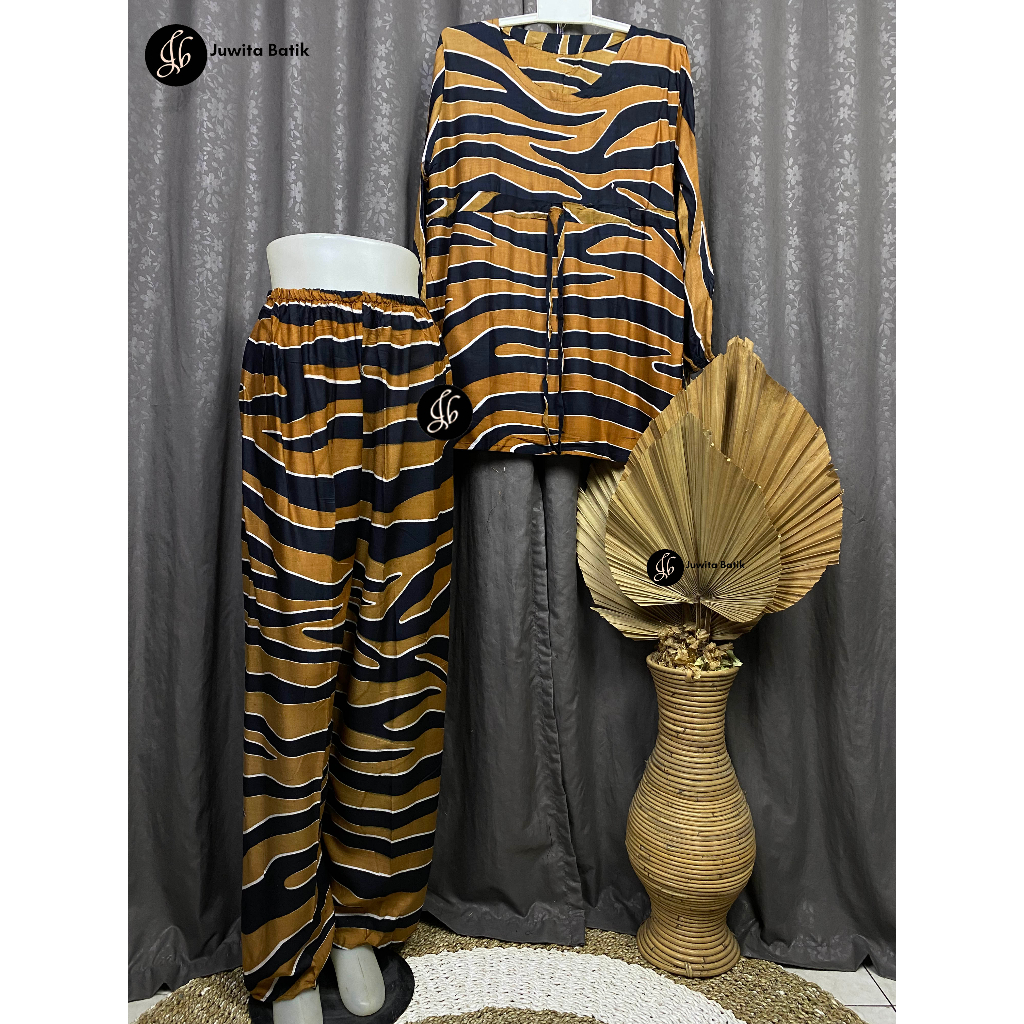 Juwita Batik - Setelan Wanita Kekinian Motif Zebra Celana Panjang Lengan Panjang Bahan Katun Rayon