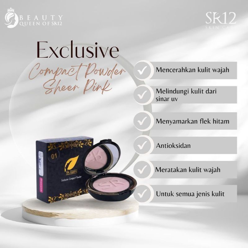 SR12 Compact Powder SPF 25+++ Bedak Padat  Anti Luntur dan Tahan Lama dengan Pilihan Warna Natural dan Sheer Pink - Menutup Bekas Jerawat, Flek, dan Rona Wajah yang Tidak Merata, Kulit Tampak Lebih Halus, Lembut, dan Tidak Berminyak