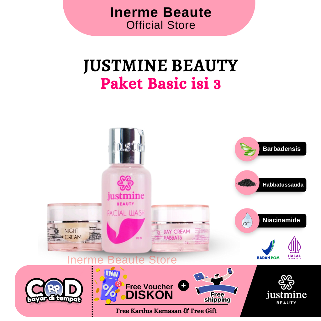 Justmine Beauty Skincare Paket isi 3 All Varian Series - Untuk Semua Jenis Kulit