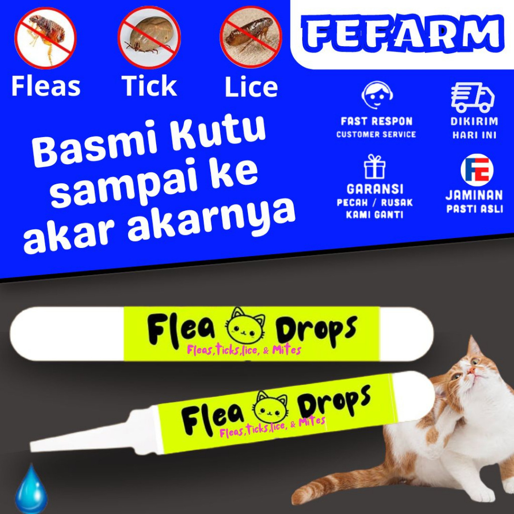 Pembasmi Kutu Kucing Alami Flea Drops Tetes Kutu Kucing Hewan Peliharaan Anabul FEFARM