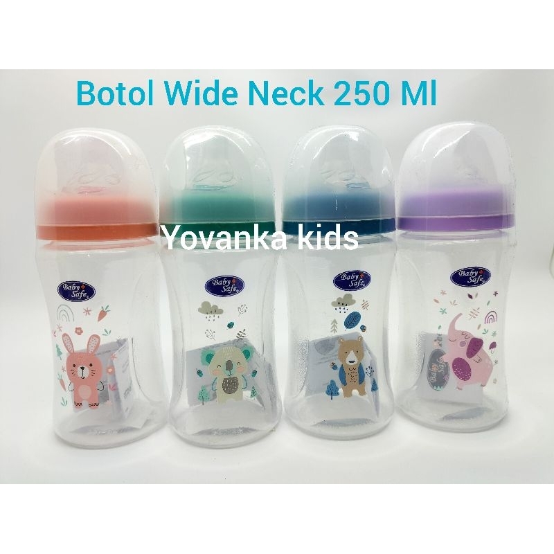 Botol Susu Wide Neck Baby Safe Karakter BPA Free DOT Nipple Double Katub 250 Ml/125 Ml WN08B/WN07