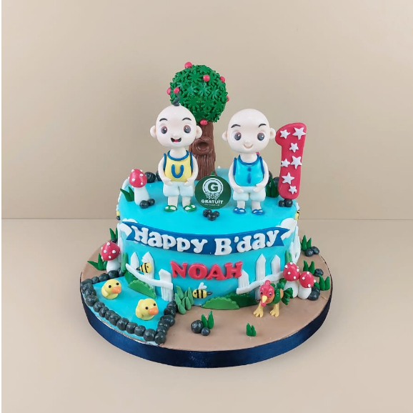 

CAKE TEMA UPIN DAN IPIN UK 20CM / KUE ULANG TAHUN