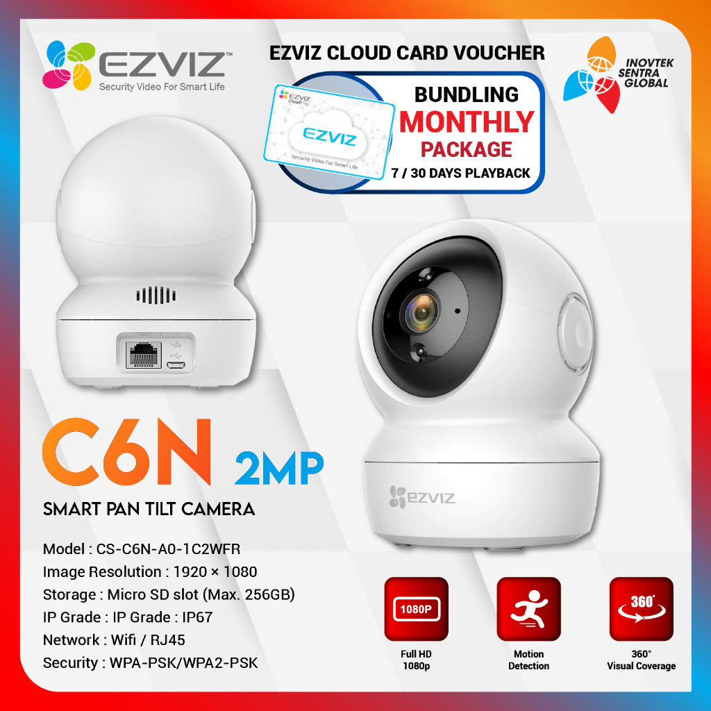 EZVIZ C6N 2MP / 4MP IP Camera CCTV Bundling Cloud Storage 1 Bulan