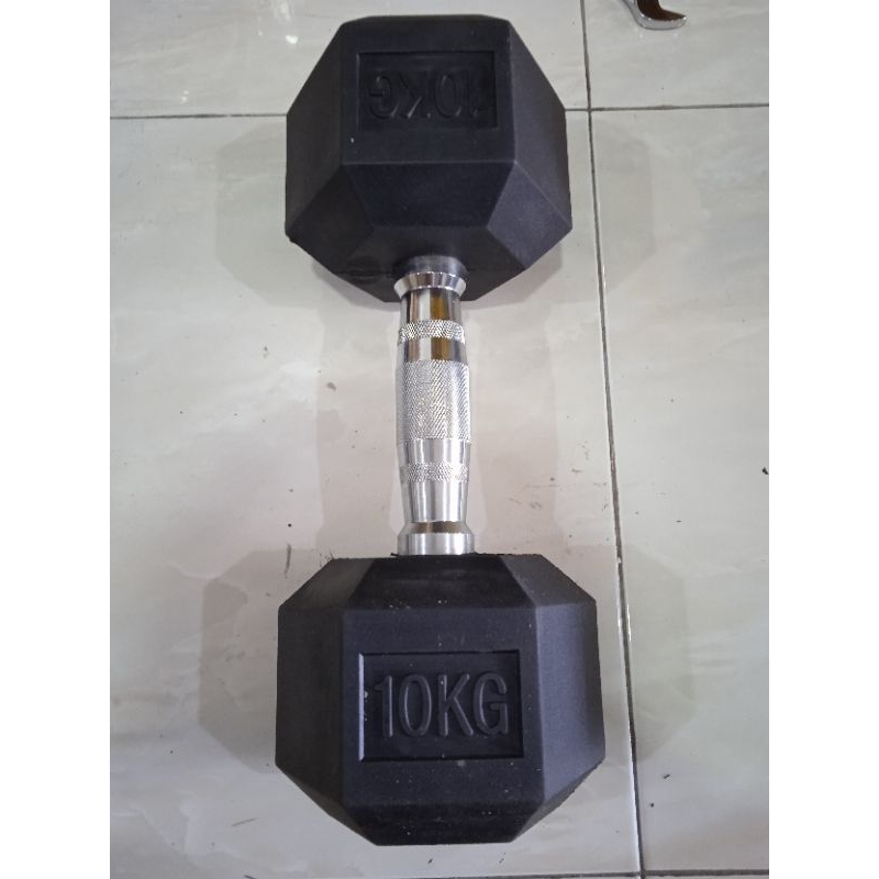 Hexagonal Dumbbell Barbel Karet 10 Kg