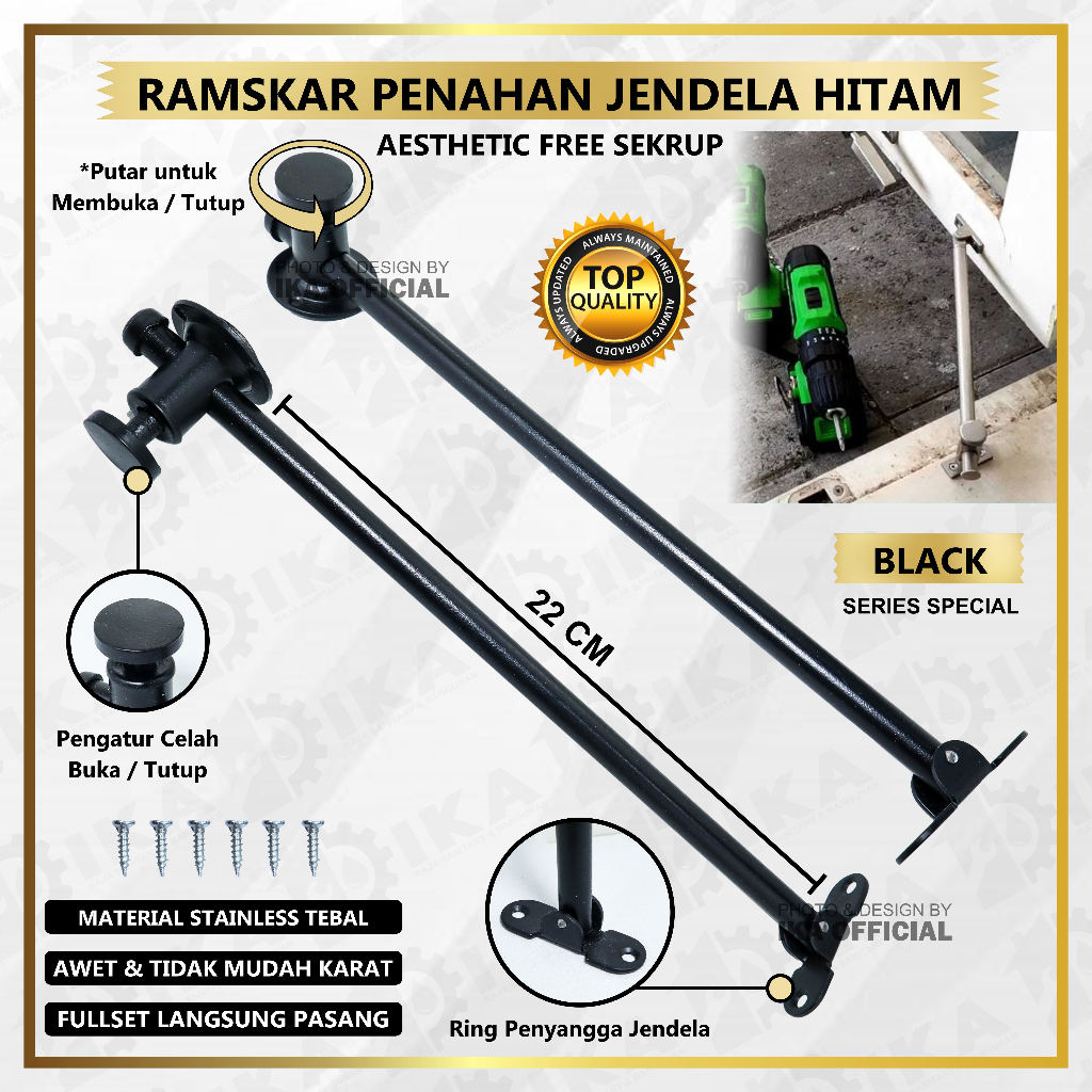 Ramskar Putar Hitam Silver Putih / Hak Angin / Lamskar Jendela / Penahan Jendela Awet Bagus Murah / Lamskar Putar / Hak Angin / Ramskar Jendela / Penahan Jendela Awet Bagus Murah