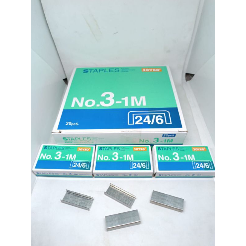 ISI STAPLES BESI BESAR NO 3 MEREK JOYKO DAN KANGURU 1 KOTAK ISI 1000 PCS STAPLES