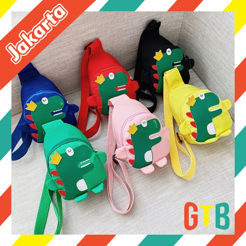 GTB Tas Anak Dinosaurus / Tas Selempang Anak Laki-Laki &amp; Perempuan Dinosaurus / Tas Selempang Mini Karakter Dinosaurus W186