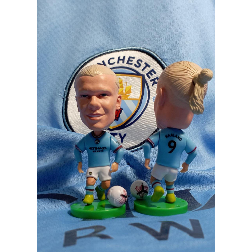 Miniatur Action Figure / Soccerwe Pemain Bola Man.City Karakter Pemain Bola Aksesories Pajangan Souvenir Hadiah Manchester City Haaland Silva Gundongan