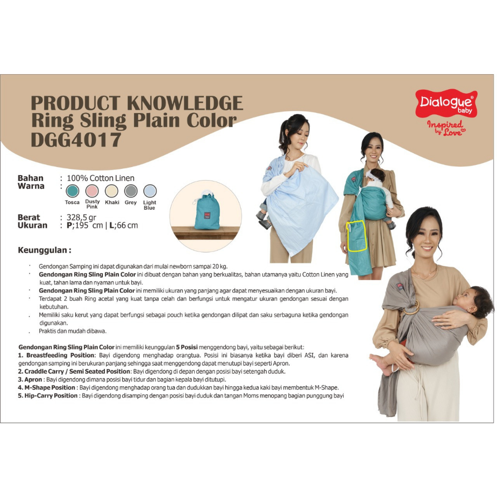 Sling Ring Baby Carrier atau Gendongan Bayi Dialogue DGG4017