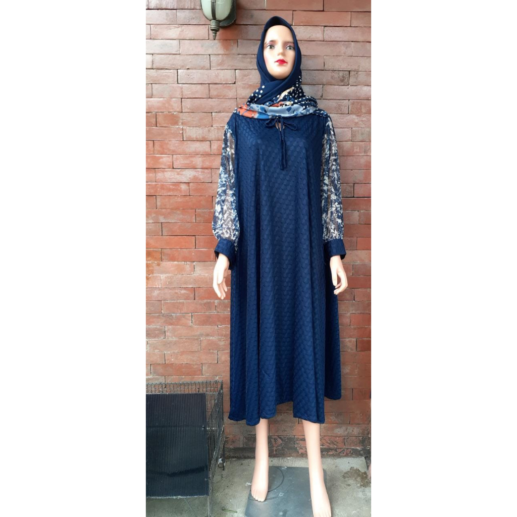 Gamis wanita dewasa batik navy