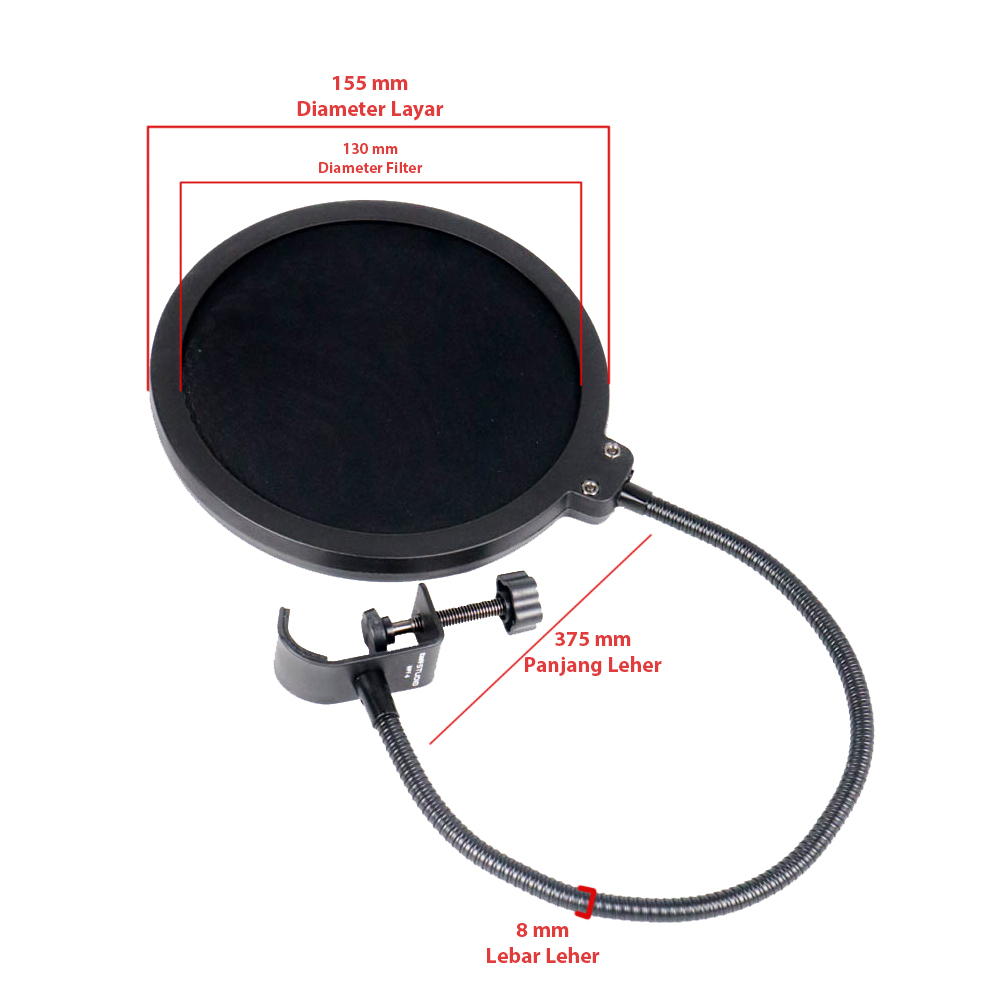 (PROMO) Pop Filter Mikrofon Double Layer / Pop Shield Microphone / POP SHIELD FILTER MIKROFON DUAL LAYER BOP